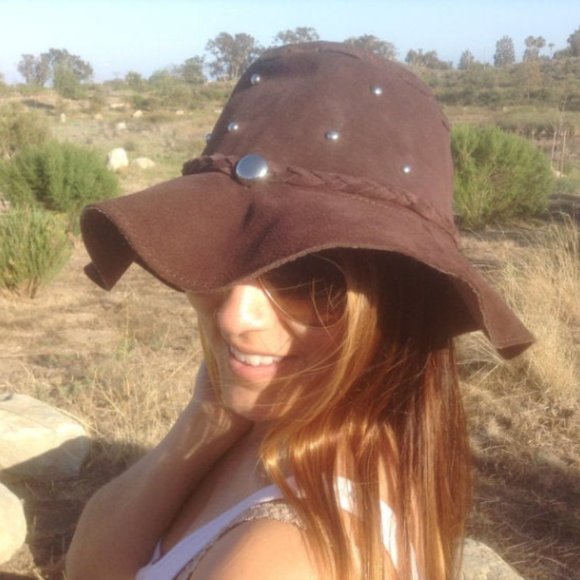 Suede Leather Hat, Floppy hat,Hippie hat - Picture 3 of 5